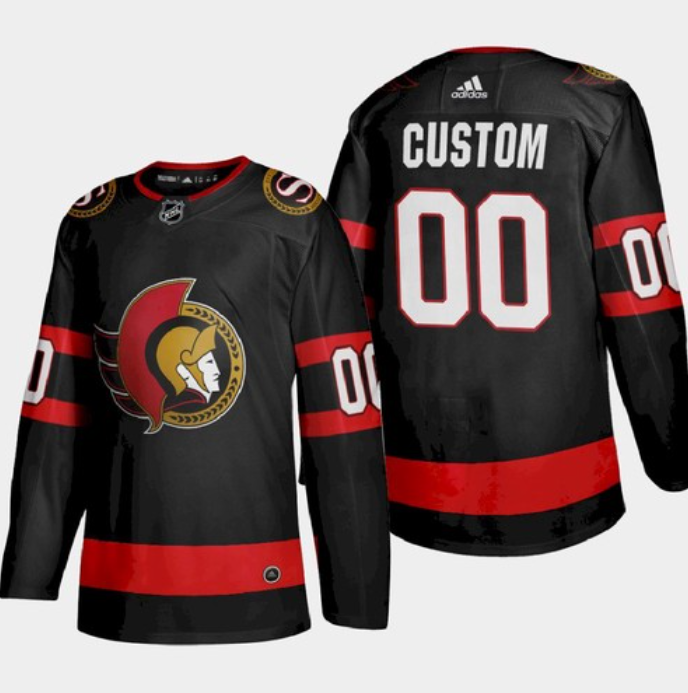 Youth Ottawa Senators Black Custom Stitched Jersey